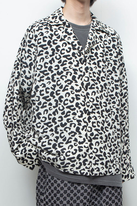 LEOPARD OPEN COLLAR SHIRT / WHITE