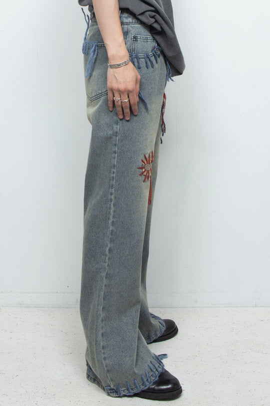 TΣist Hand Stitch Denim Flare Pants / Blue