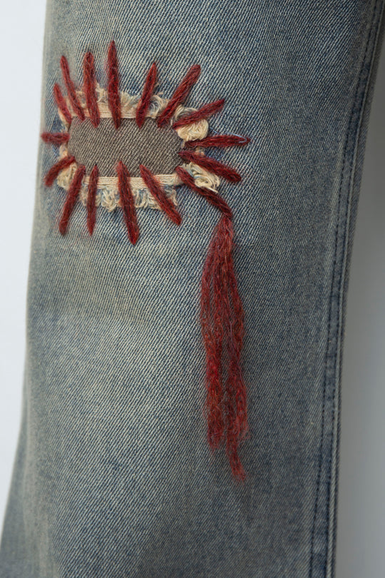 TΣist Hand Stitch Denim Flare Pants / Blue