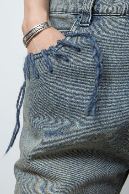 TΣist Hand Stitch Denim Flare Pants / Blue