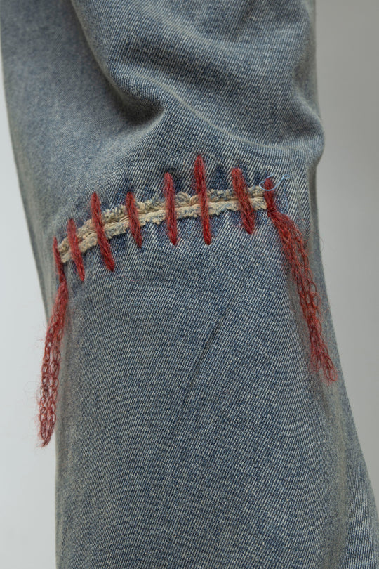 TΣist Hand Stitch Denim Flare Pants / Blue
