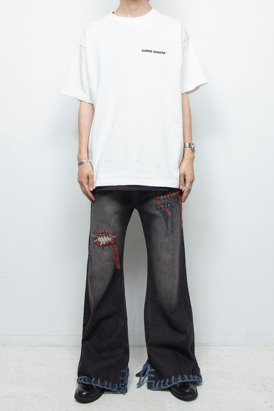 TΣist Hand Stitch Denim Flare Pants / Black