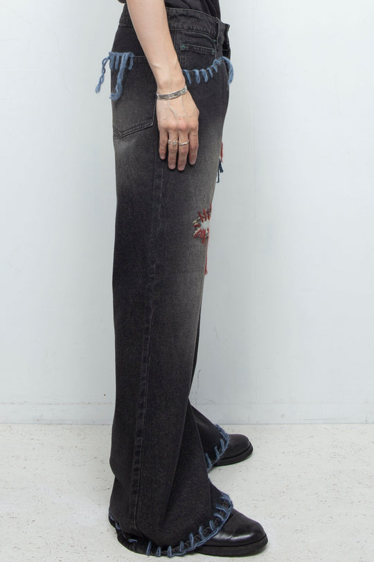 TΣist Hand Stitch Denim Flare Pants / Black