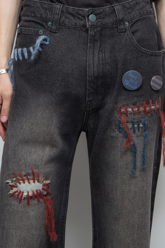 TΣist Hand Stitch Denim Flare Pants / Black