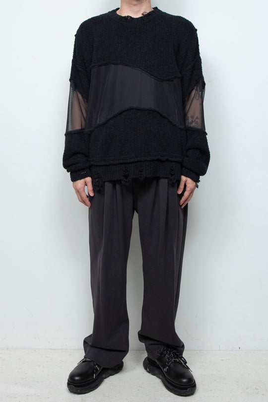 Docking Reverse Crushed Sweater BLACK