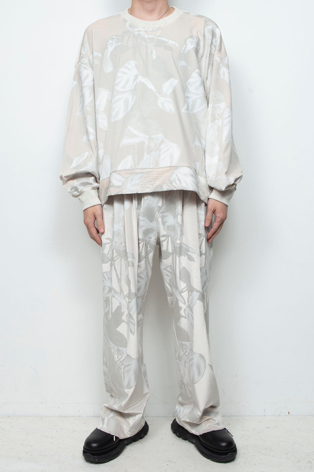 3D printed velour jersey pullover OFF WHITE