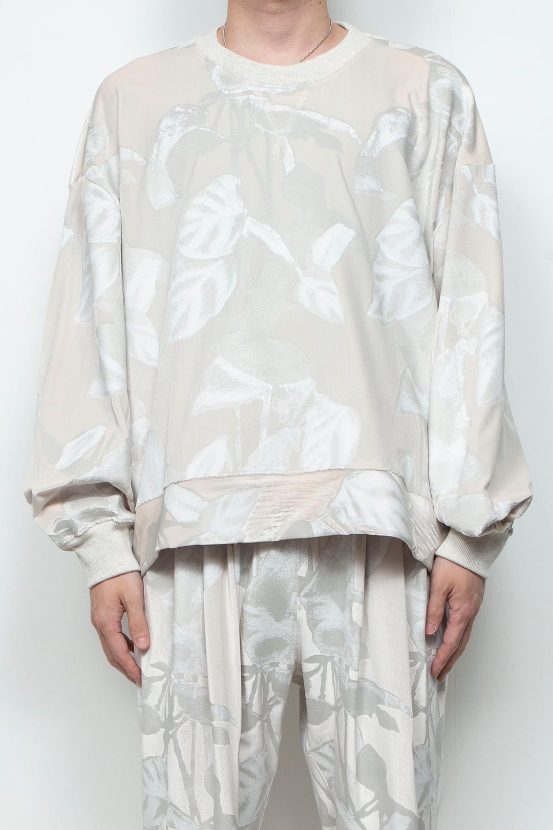 3D printed velour jersey pullover OFF WHITE
