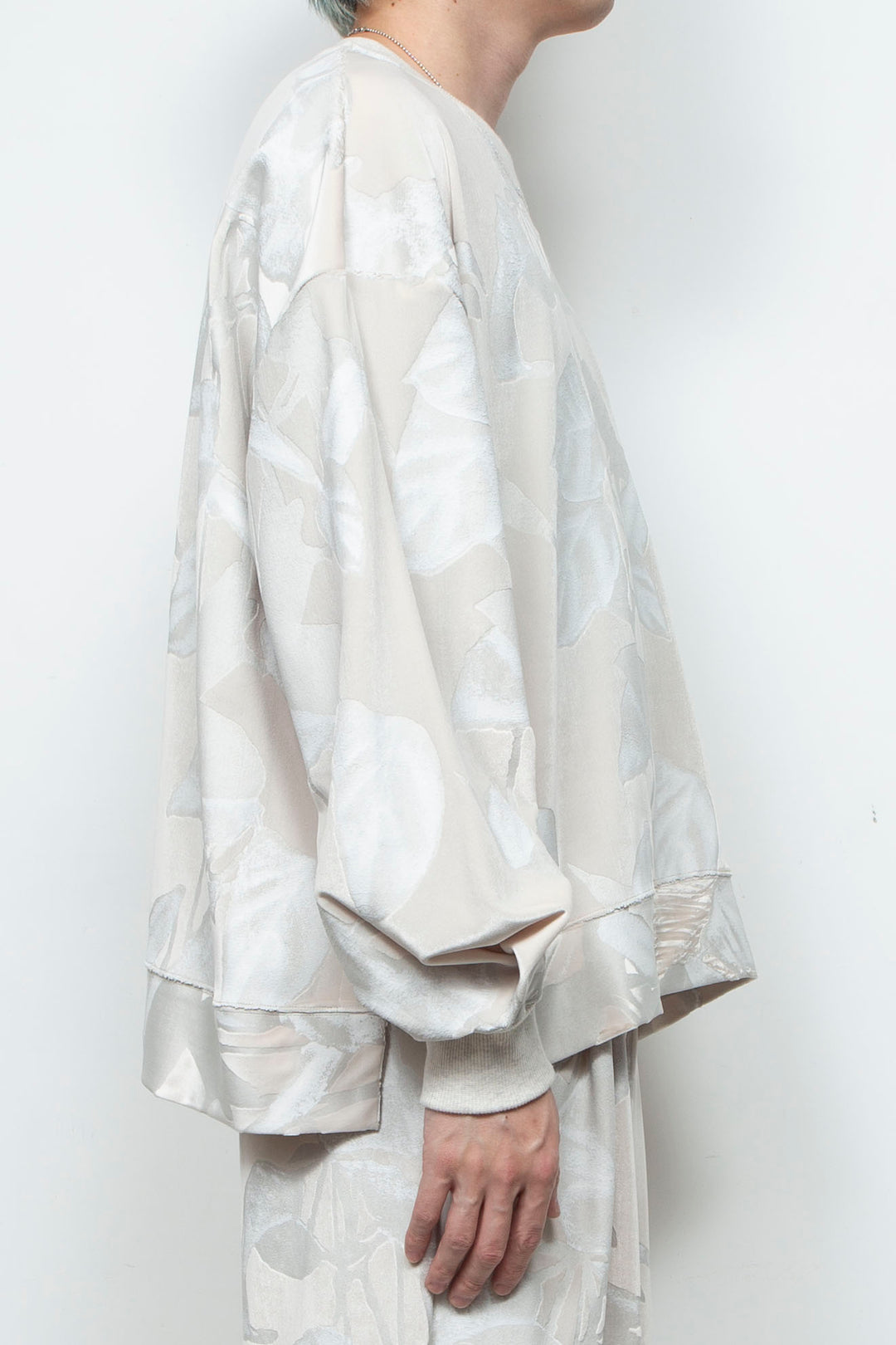 3D printed velour jersey pullover OFF WHITE