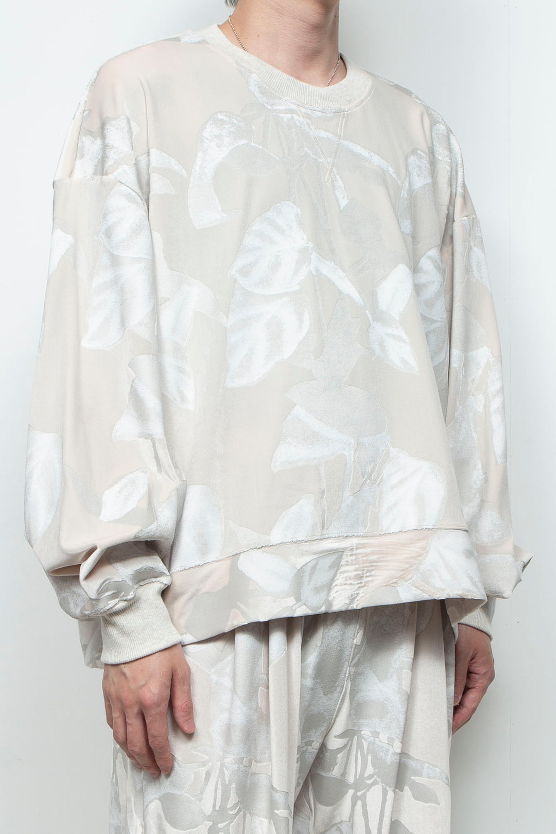 3D printed velour jersey pullover OFF WHITE