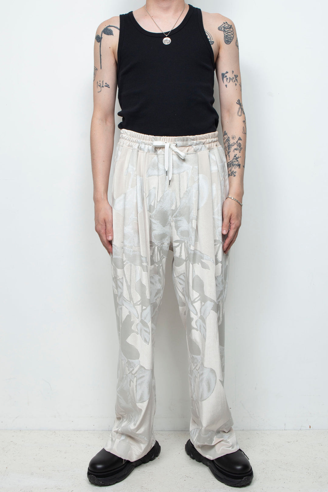 3D printed velour jersey easy pants OFF WHITE