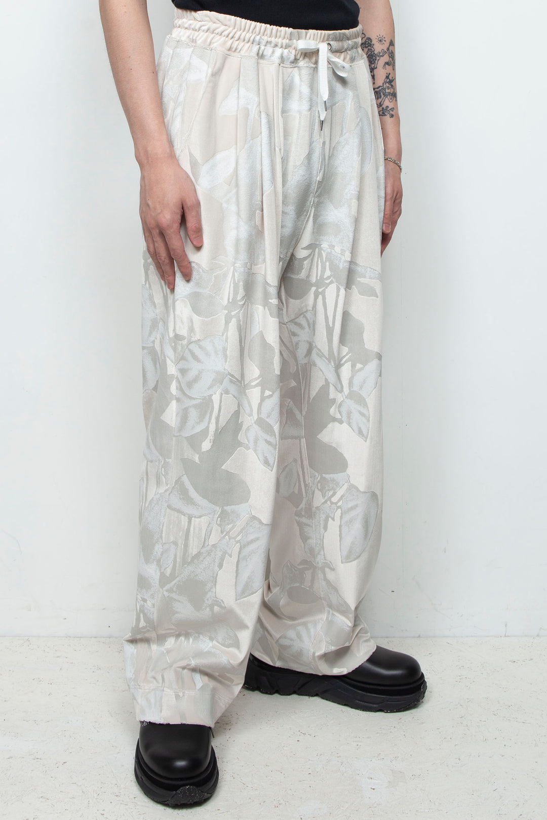 3D printed velour jersey easy pants OFF WHITE