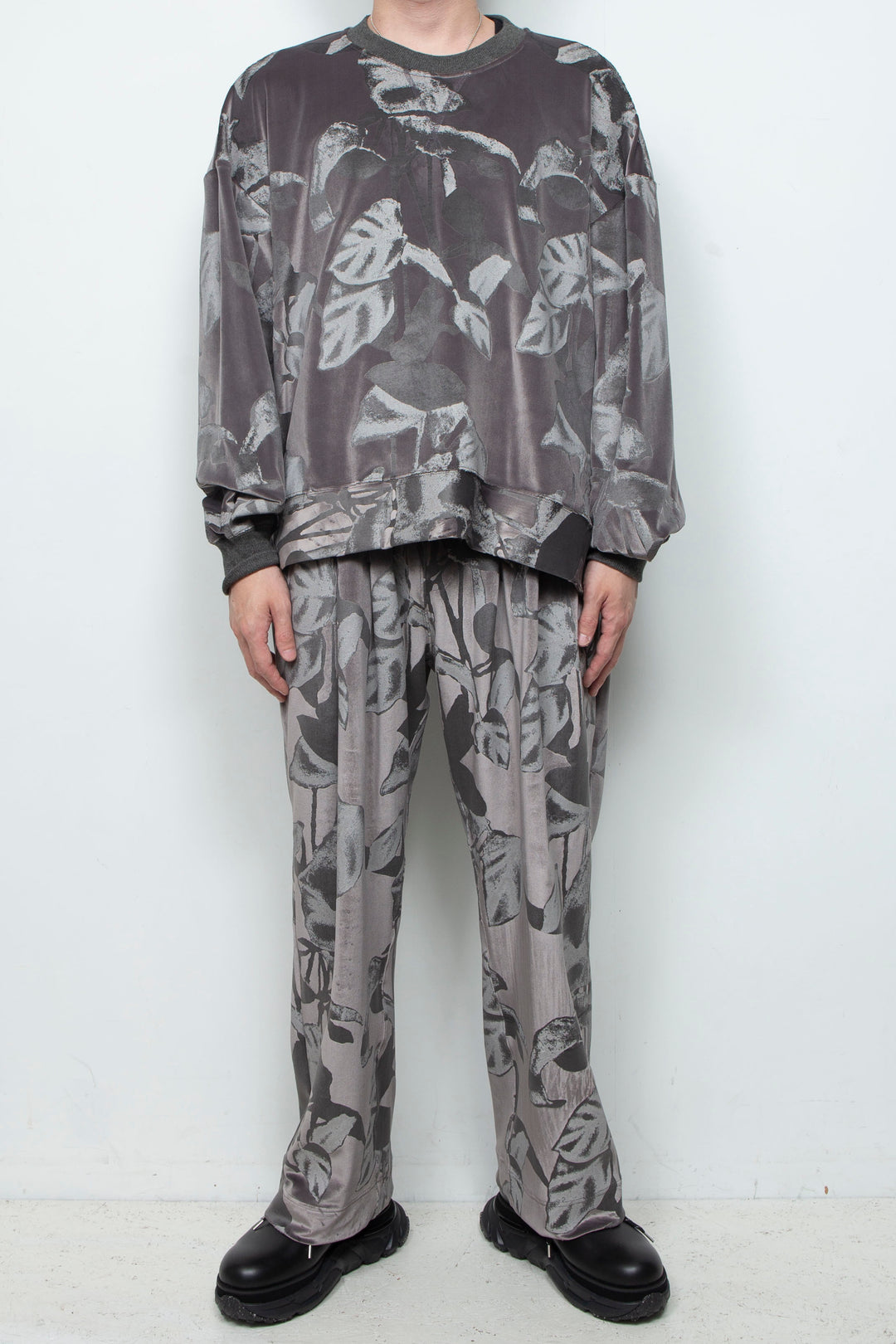 3D printed velour jersey easy pants CHARCOAL