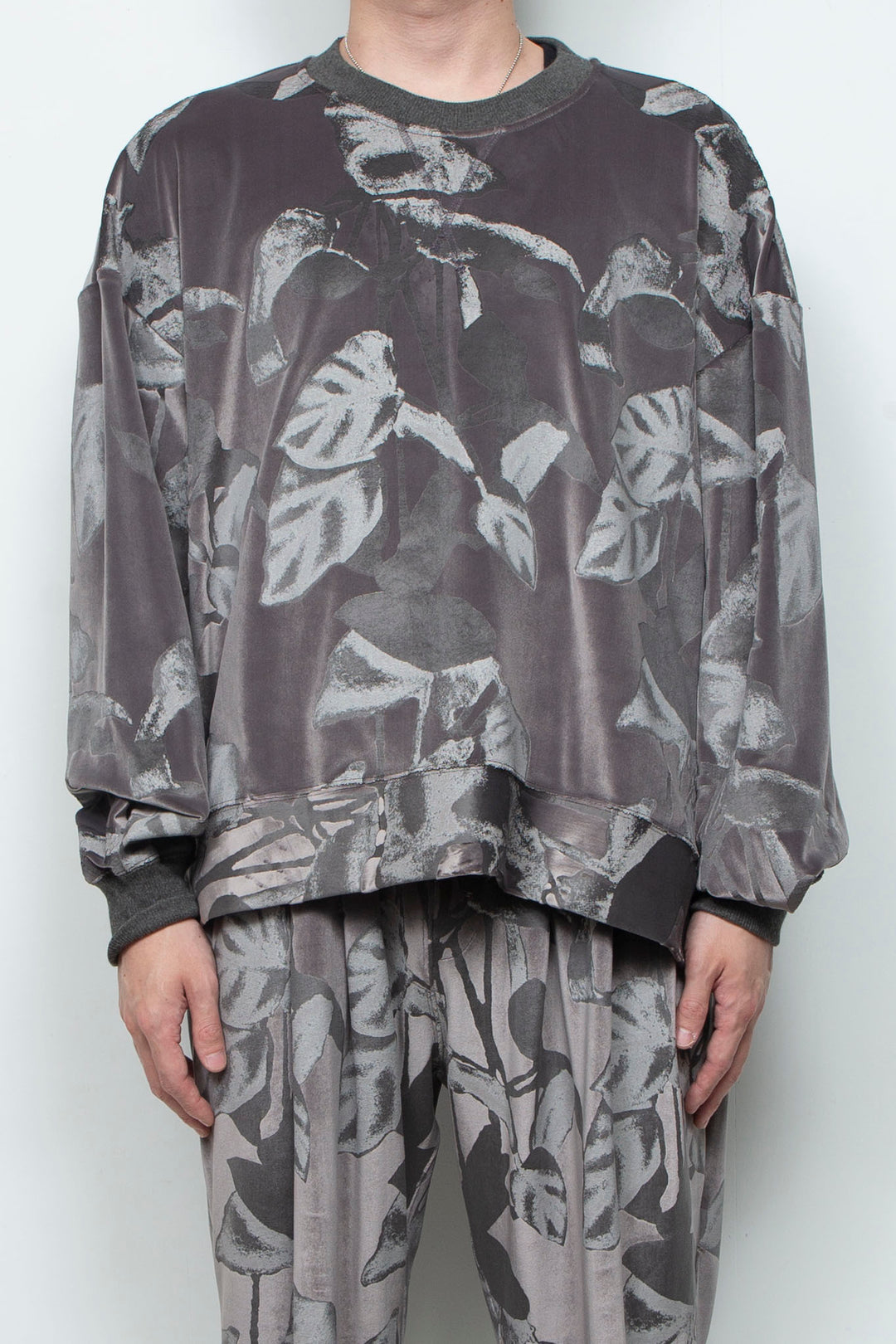 3D printed velour jersey pullover CHARCOAL