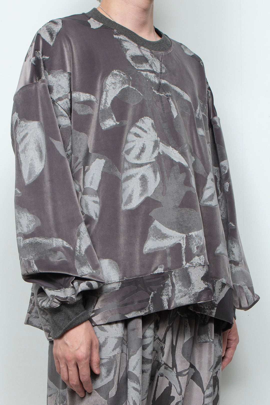 3D printed velour jersey pullover CHARCOAL
