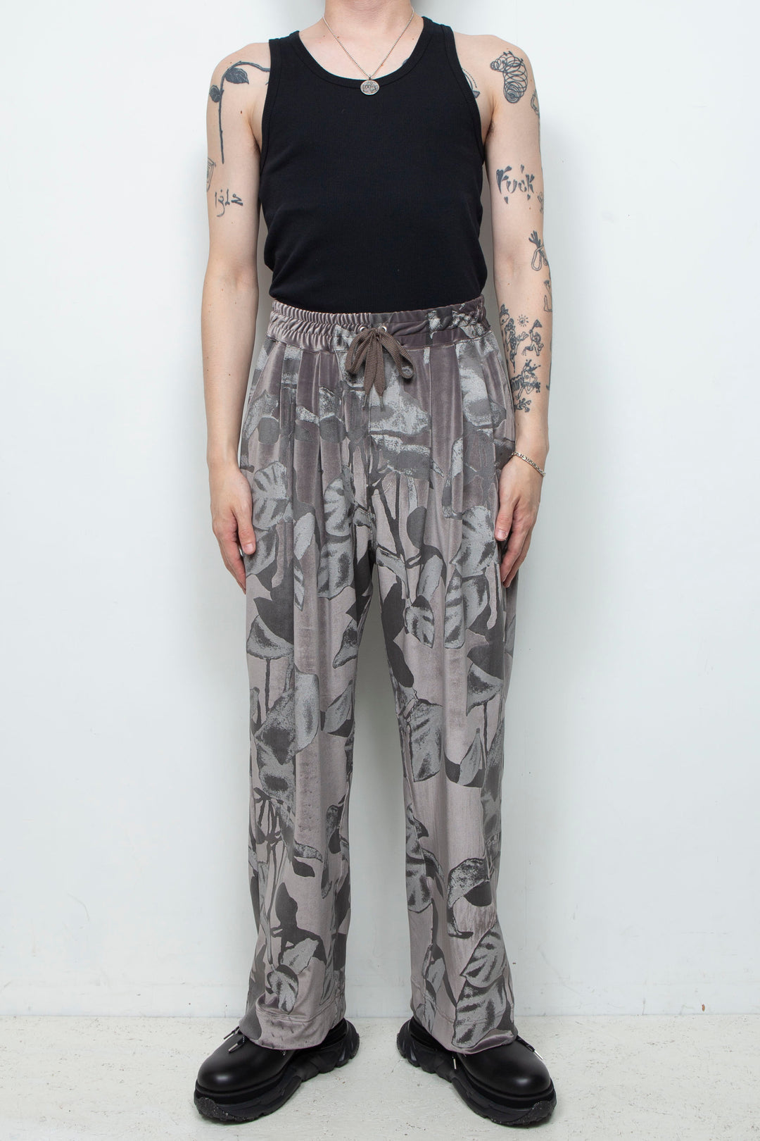 3D printed velour jersey easy pants CHARCOAL