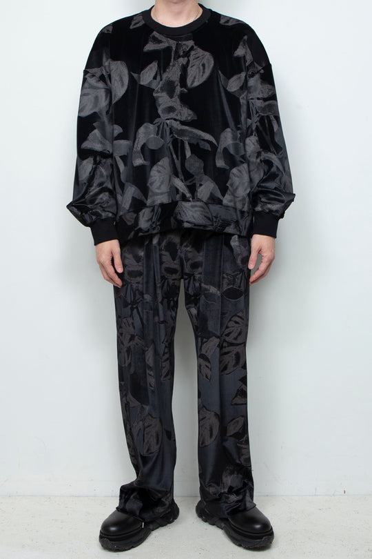 3D printed velour jersey pullover BLACK