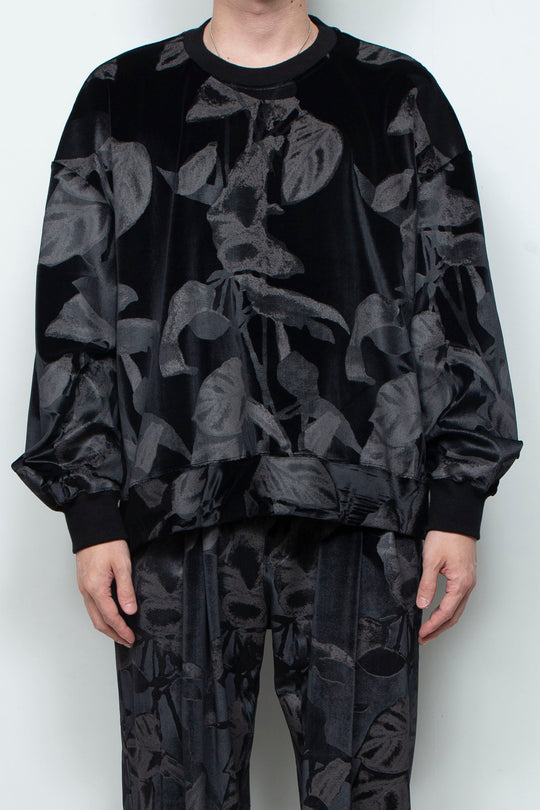 3D printed velour jersey pullover BLACK