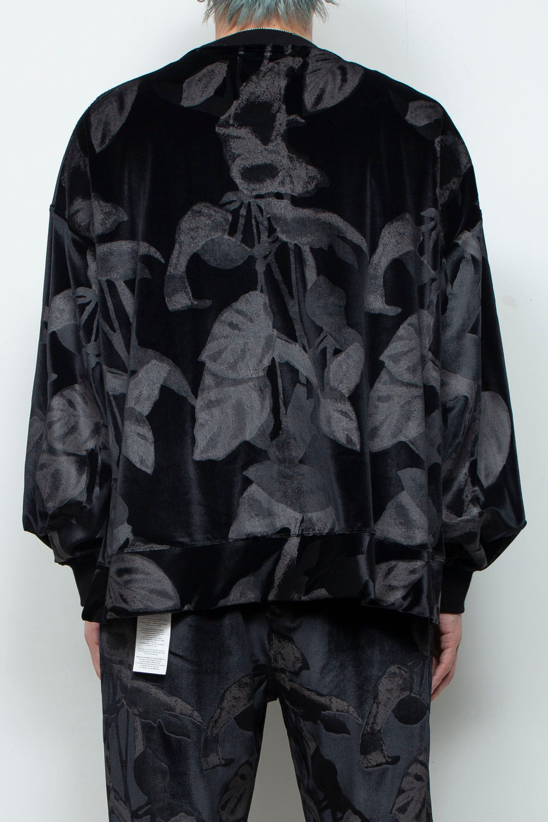 3D printed velour jersey pullover BLACK