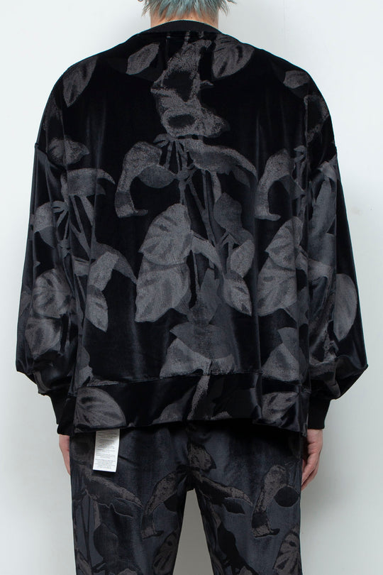 3D printed velour jersey pullover BLACK