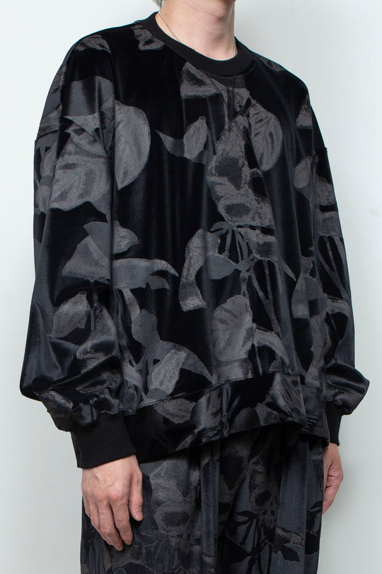 3D printed velour jersey pullover BLACK
