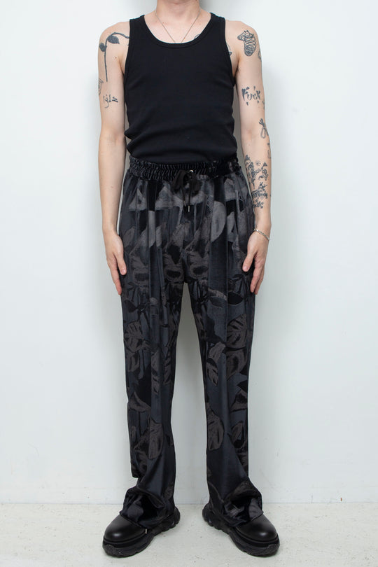 3D printed velour jersey easy pants BLACK