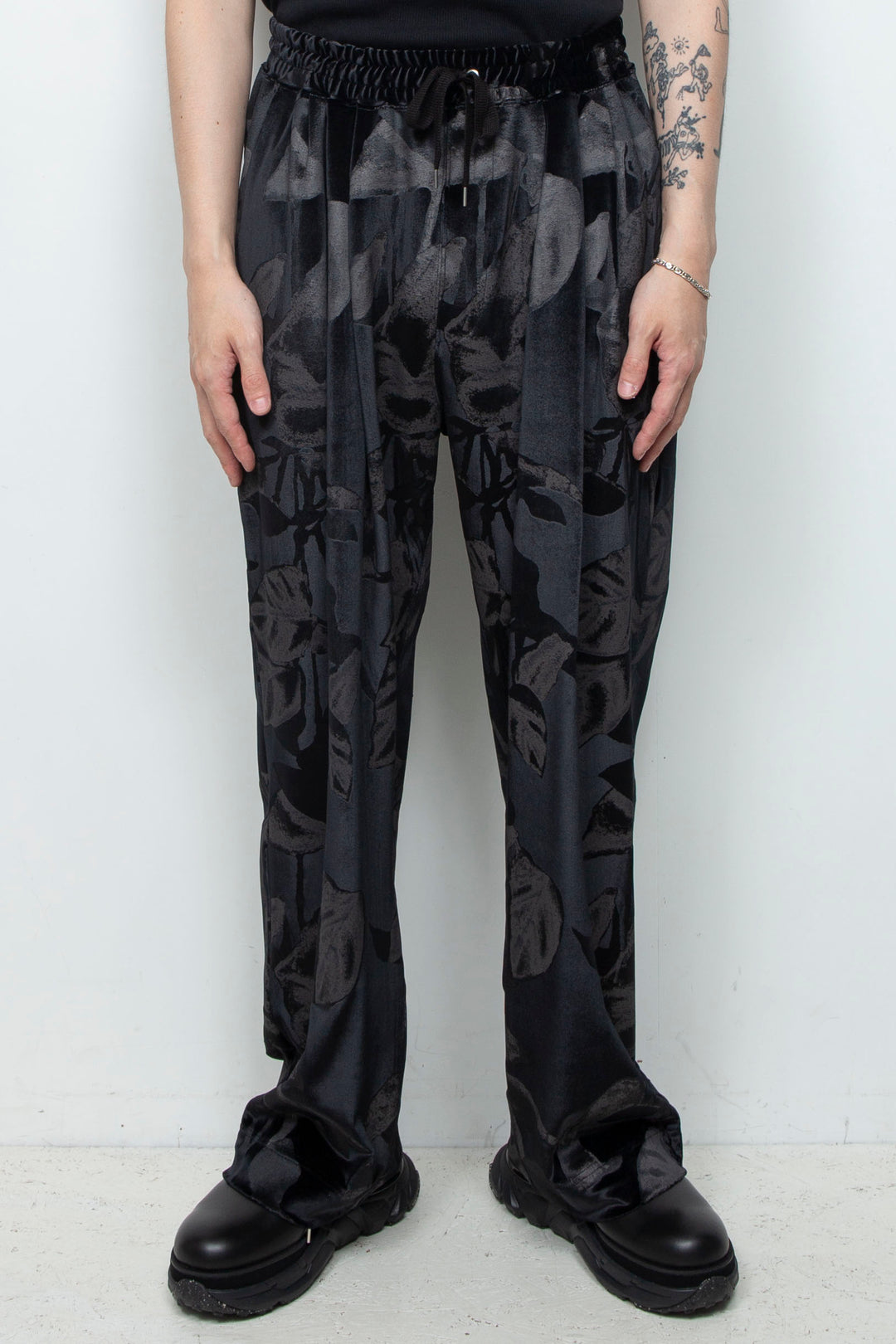 3D printed velour jersey easy pants BLACK