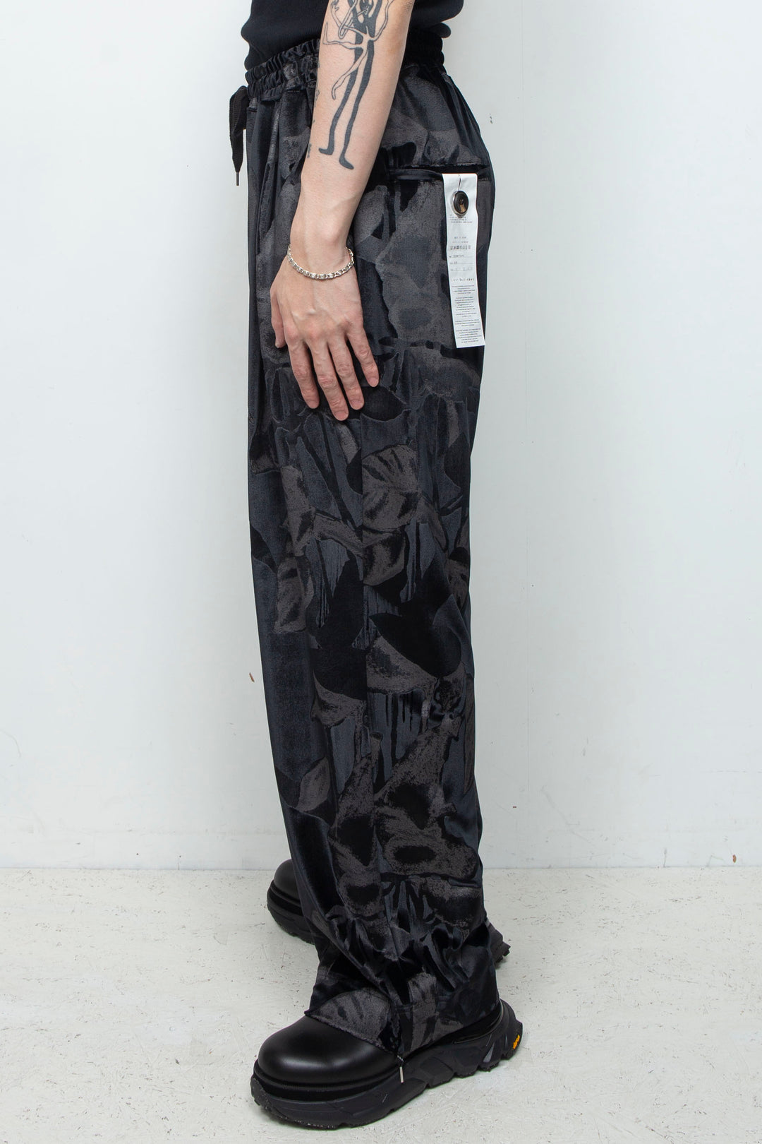 3D printed velour jersey easy pants BLACK
