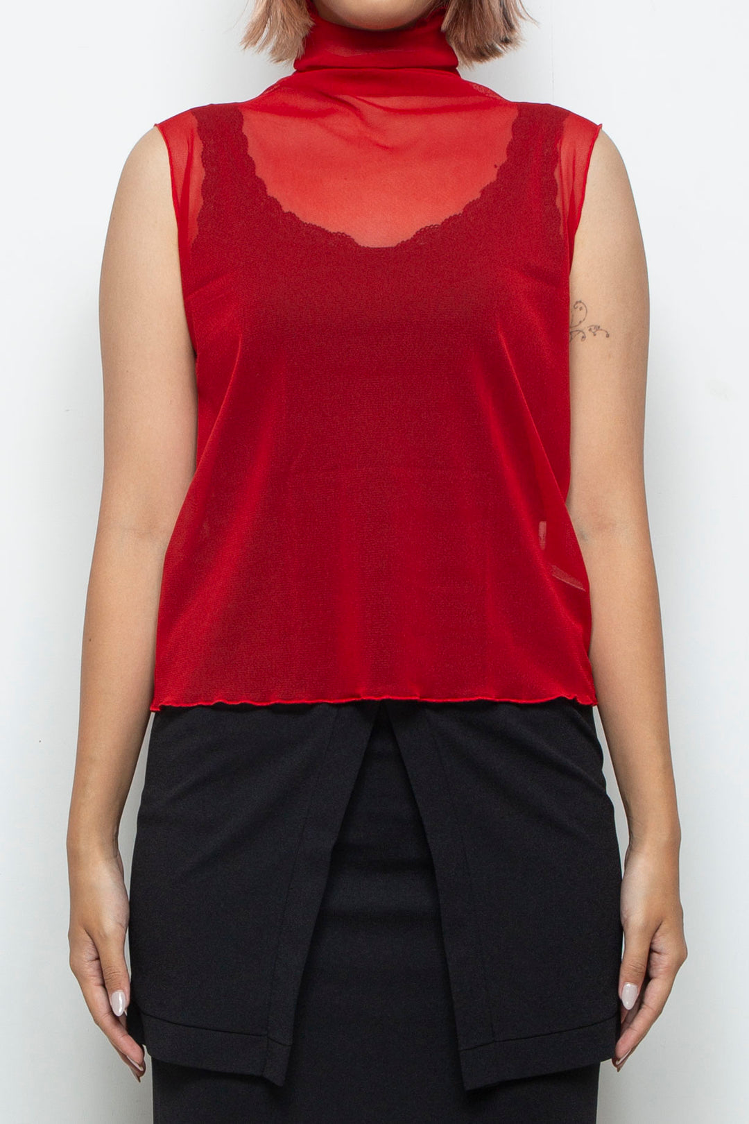 Net tulle Tank top RED