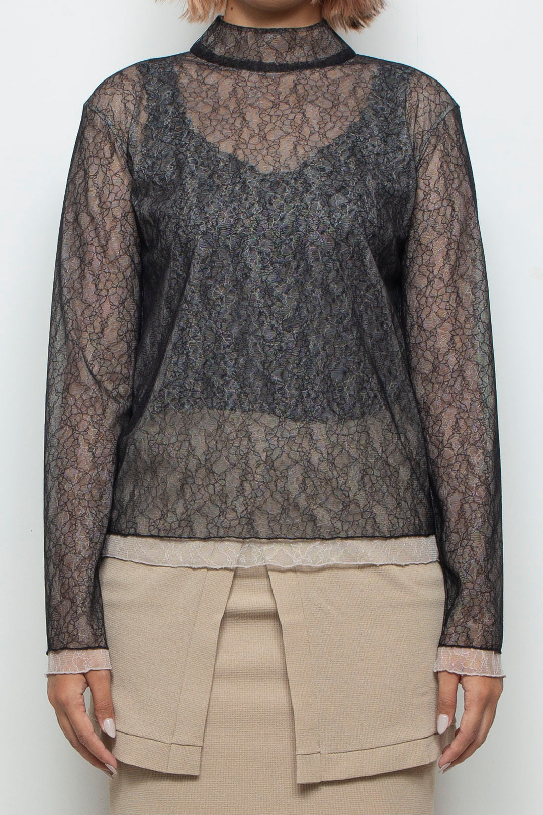 Sheer Lace Tops BLACK