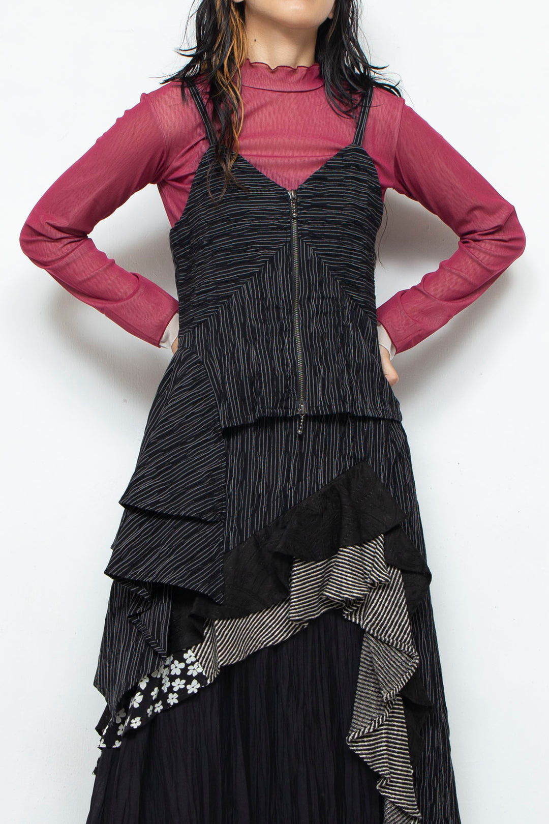 Thin Striped Bustier BLACK