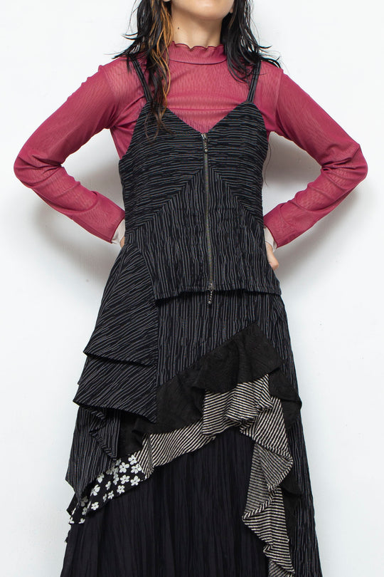 Thin Striped Bustier BLACK