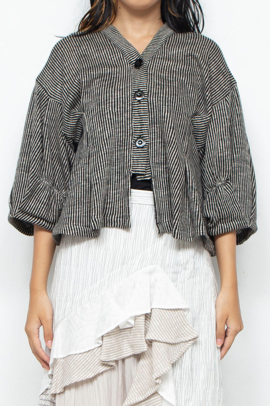 Cotton Linen Cardigan BLACK