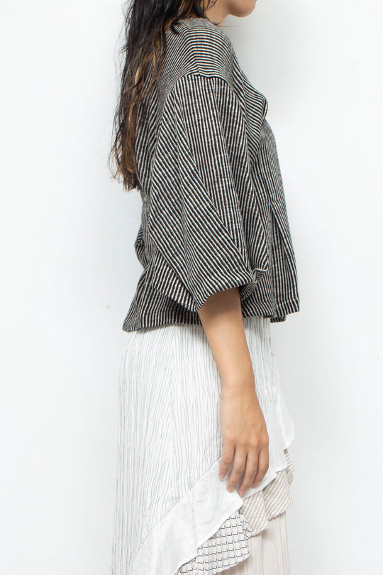 Cotton Linen Cardigan BLACK
