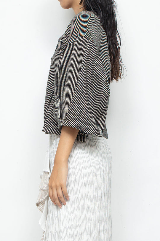 Cotton Linen Cardigan BLACK