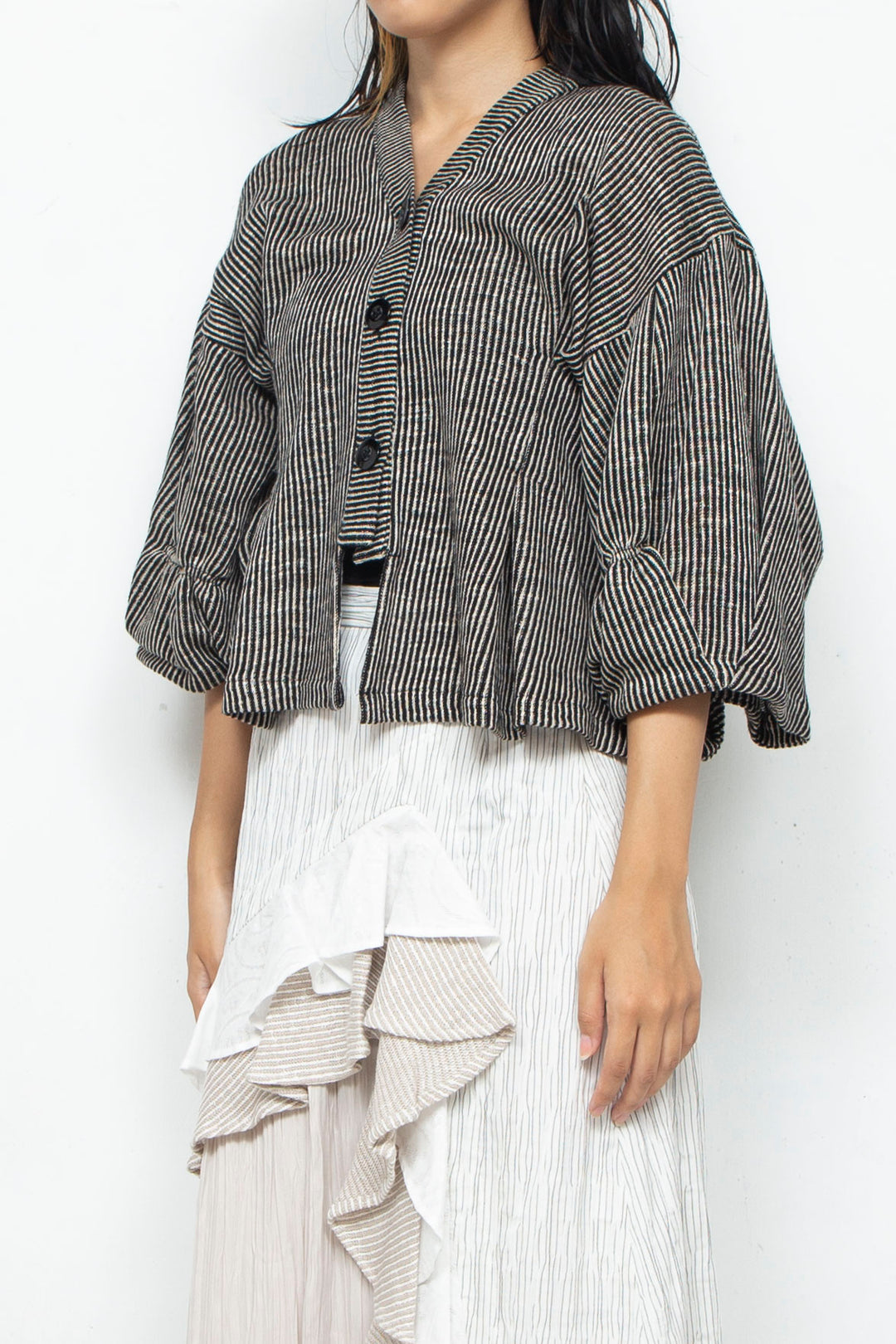 Cotton Linen Cardigan BLACK