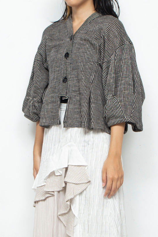 Cotton Linen Cardigan BLACK