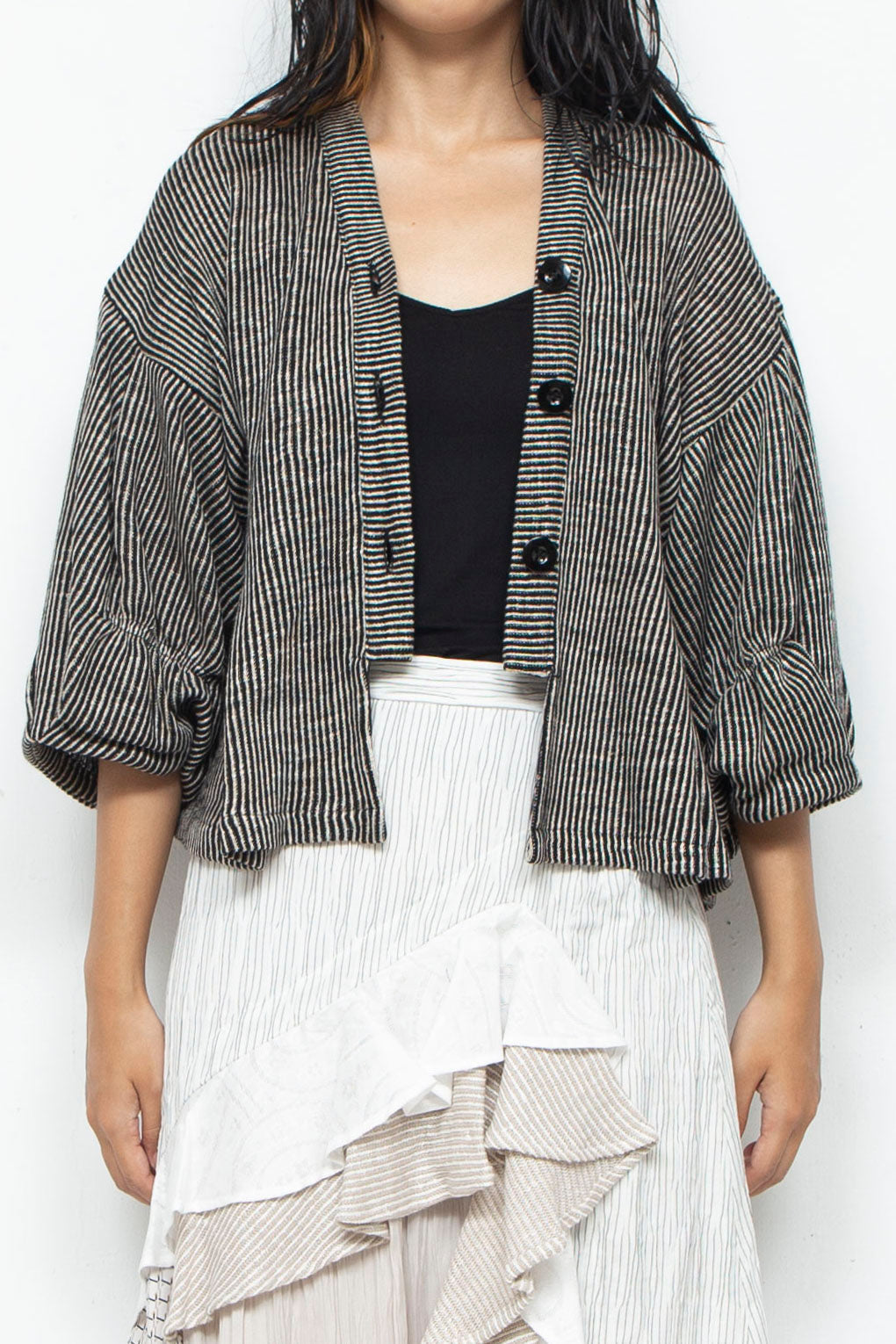 Cotton Linen Cardigan BLACK