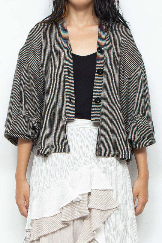 Cotton Linen Cardigan BLACK