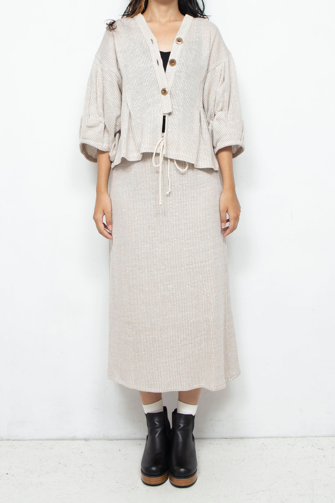 Cotton Linen Skirt BEIGE