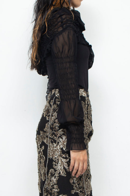 Shirring Short Tops BLACK
