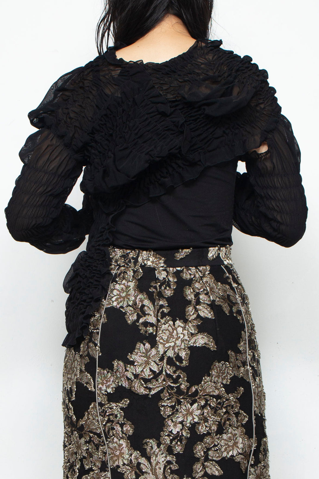 Shirring Short Tops BLACK
