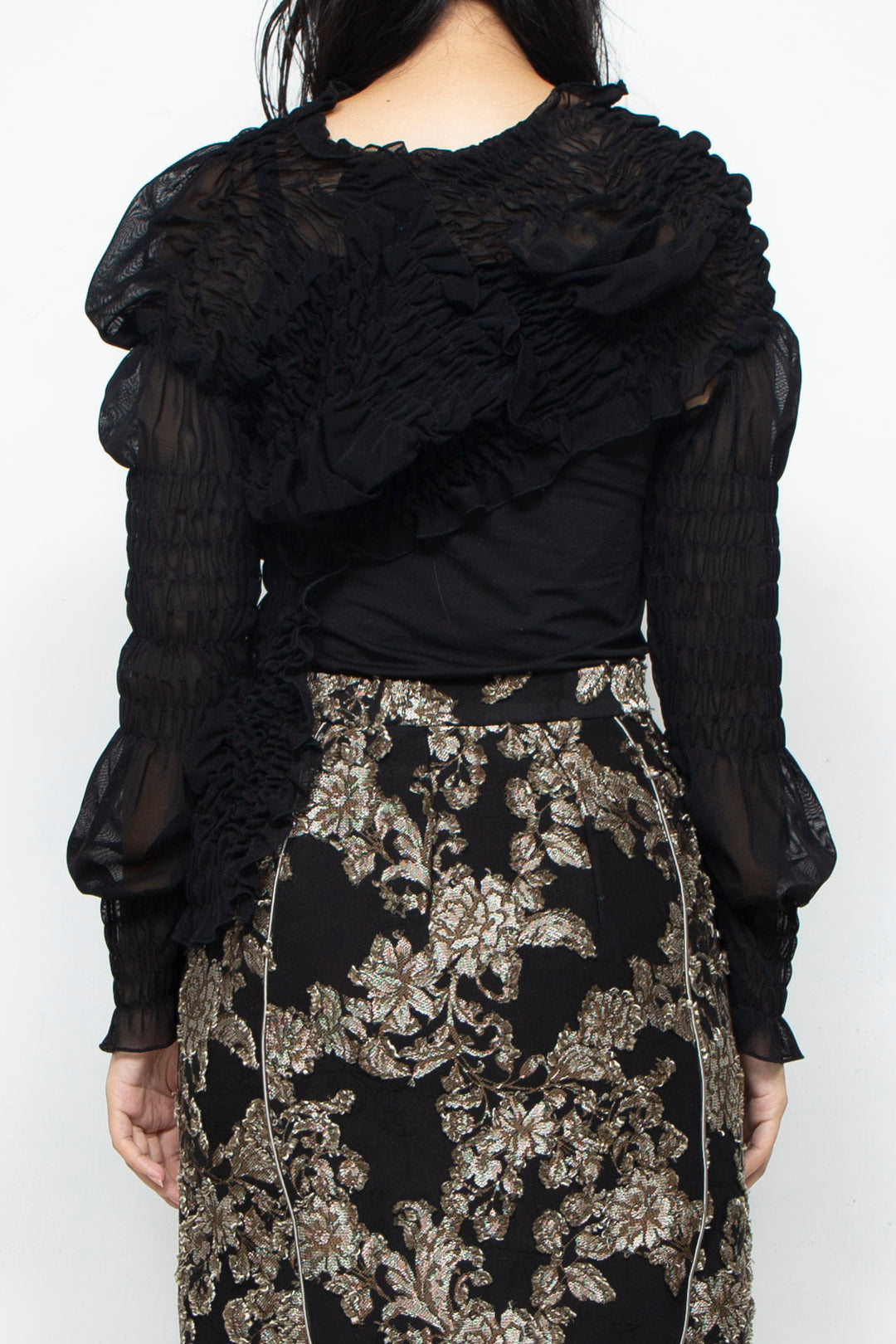 Shirring Short Tops BLACK
