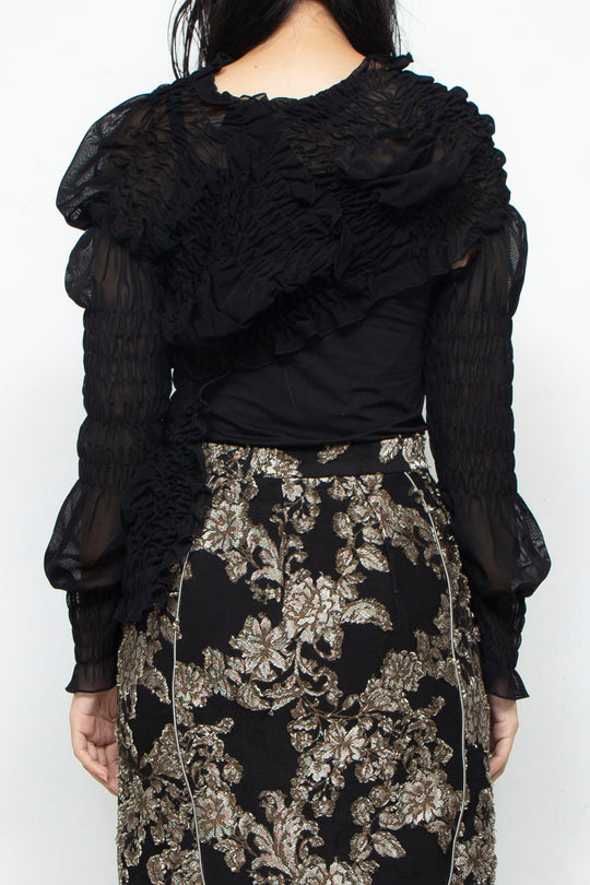 Shirring Short Tops BLACK