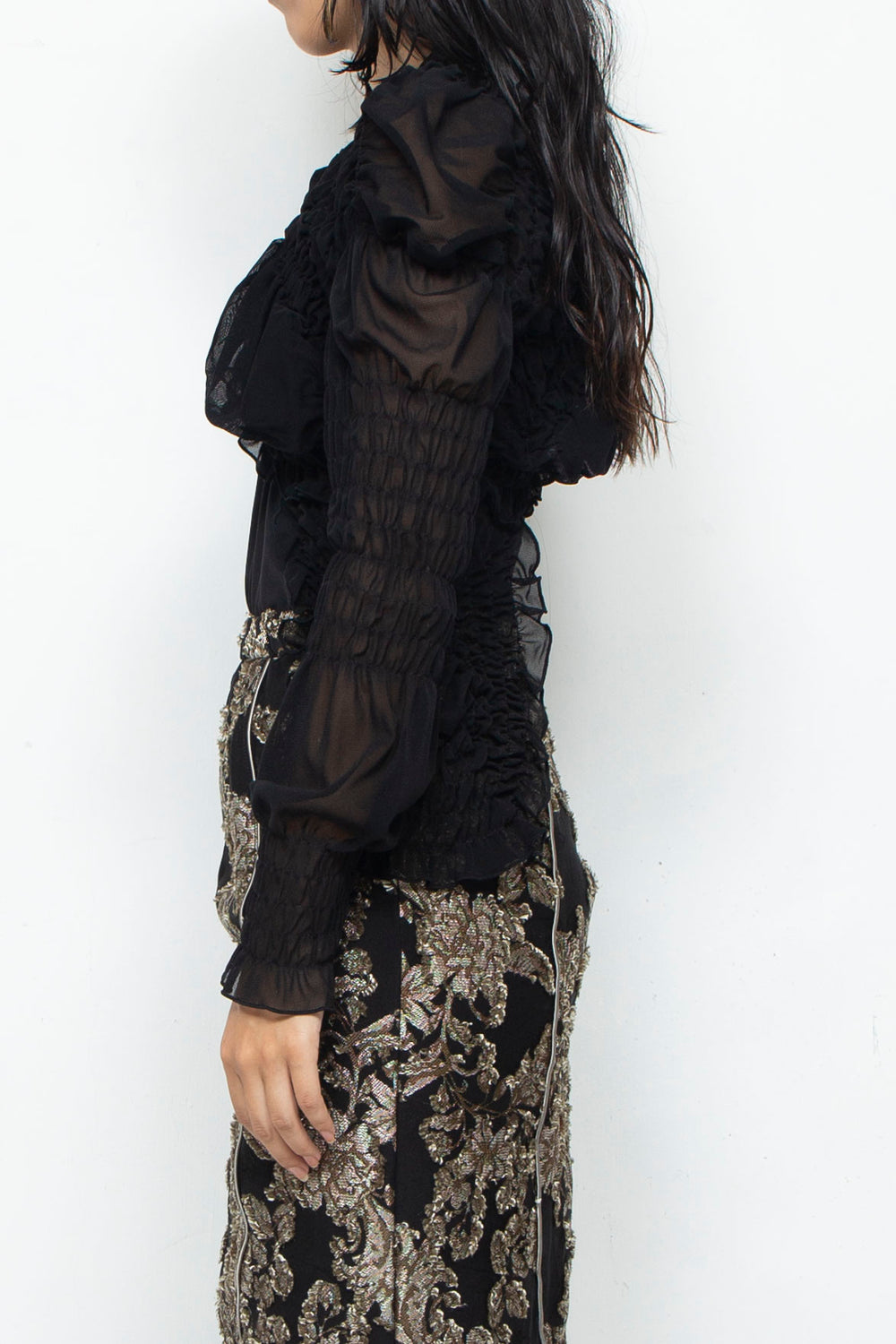 Shirring Short Tops BLACK