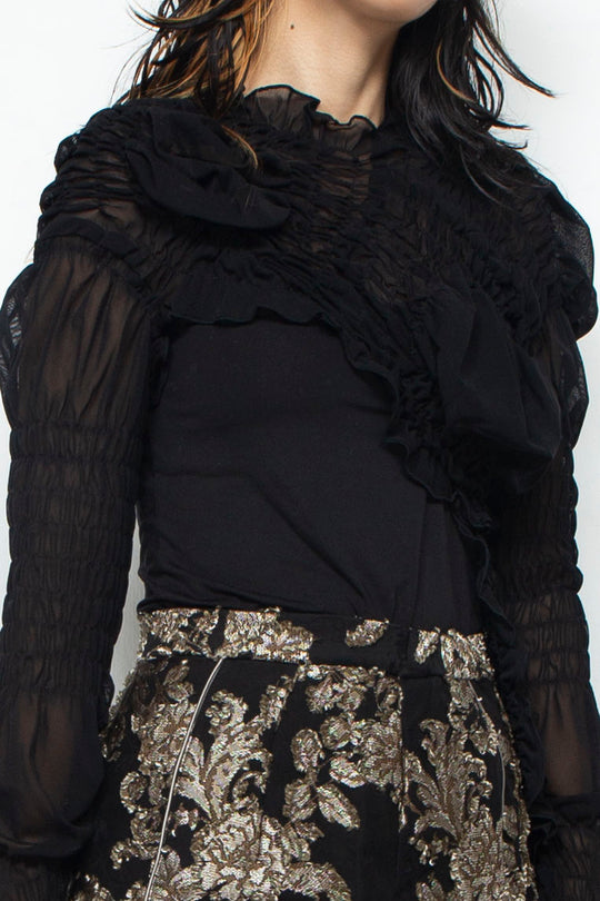 Shirring Short Tops BLACK