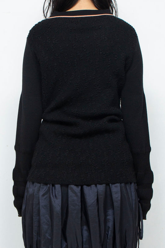 Collar Knit Onepiece Black