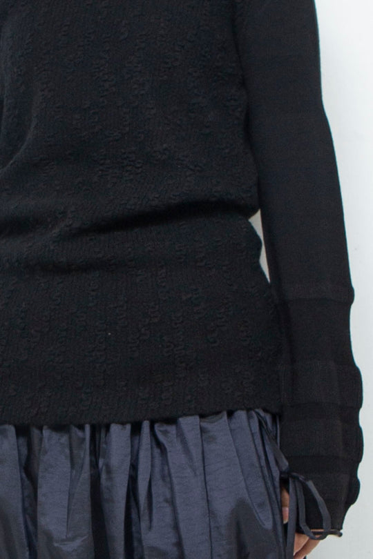 Collar Knit Onepiece Black