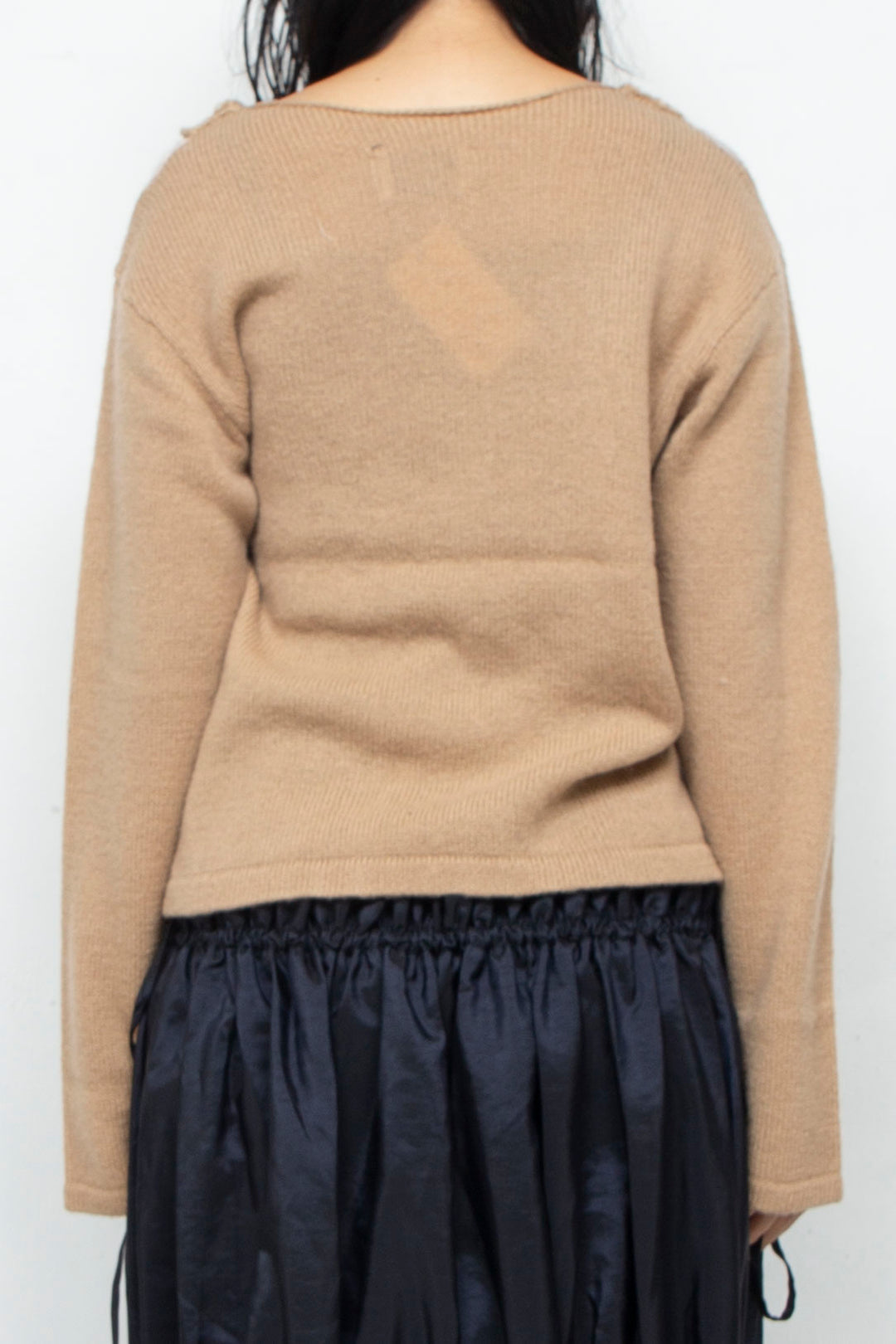 Wool Mohair Crochet Knit Tops Beige