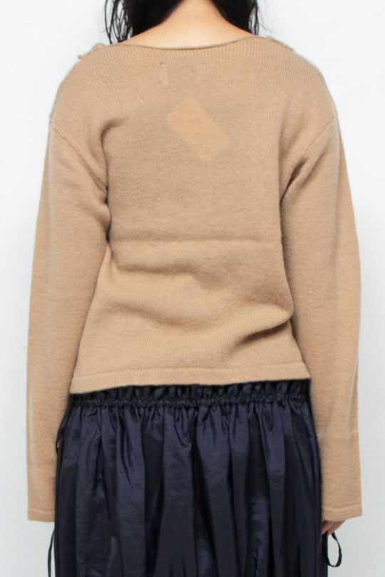 Wool Mohair Crochet Knit Tops Beige