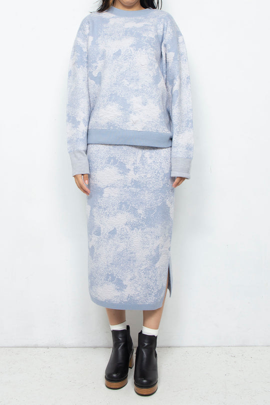 Milling Slit Knit Skirt Blue